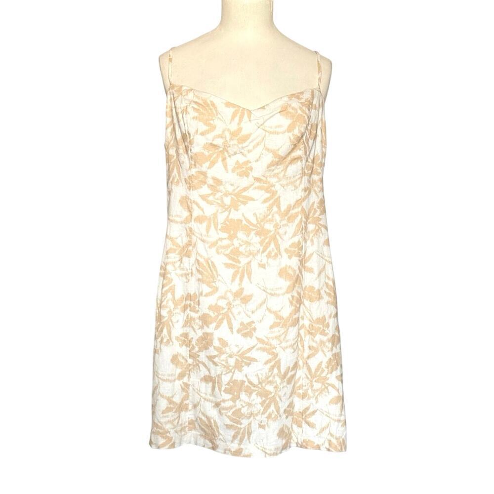 NWT Abercrombie & Fitch White and Beige Linen Blend Mini Dress Size M